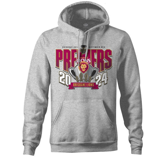 SALE SALE SALE      Brisbane Lions Adults 2024 Premiers Grey Hoodie