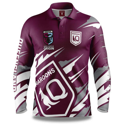 SALE SALE SALE             QLD Maroons State of Origin 'Ignition' fishing shirt - Youth