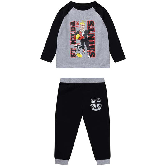 CLEARANCE  SALE                                      St Kilda Saints Kids Raglan Sleeve Cuffed PJ S