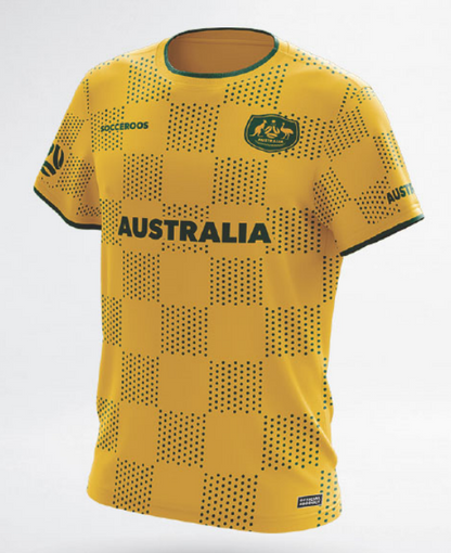 Socceroos Adult Gold Grid Supporter Tee