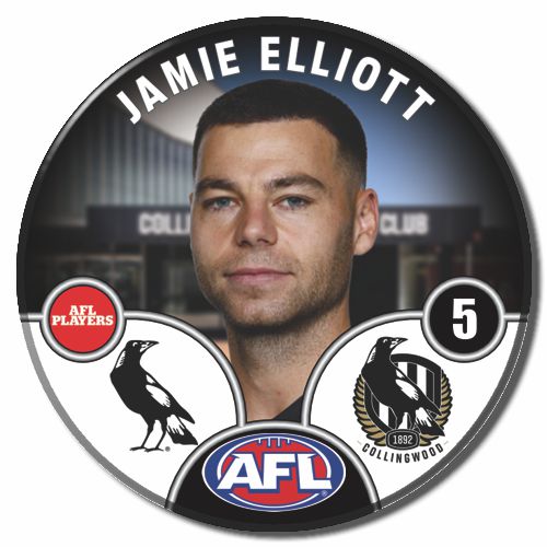 PRE SALE            2025  AFL Collingwood Player Badge - Jamie Elliott