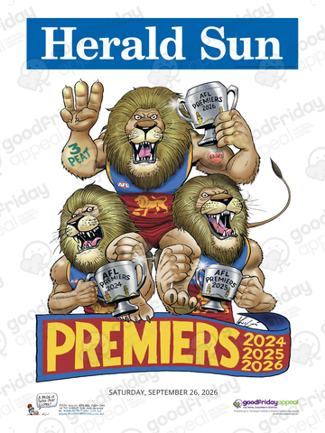 Brisbane Lions 2026 Premiers Poster Block Mount