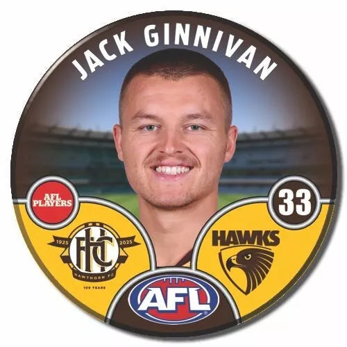 2025 Hawthorn Player Badge - Jack Ginnivan