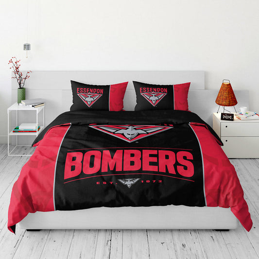 Essendon Bombers Quilt Doona Cover Set - King Size