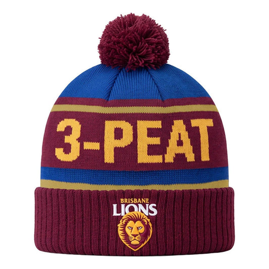 AFL Brisbane Lions 2026 3-Peat  Premiers Supporter Beanie