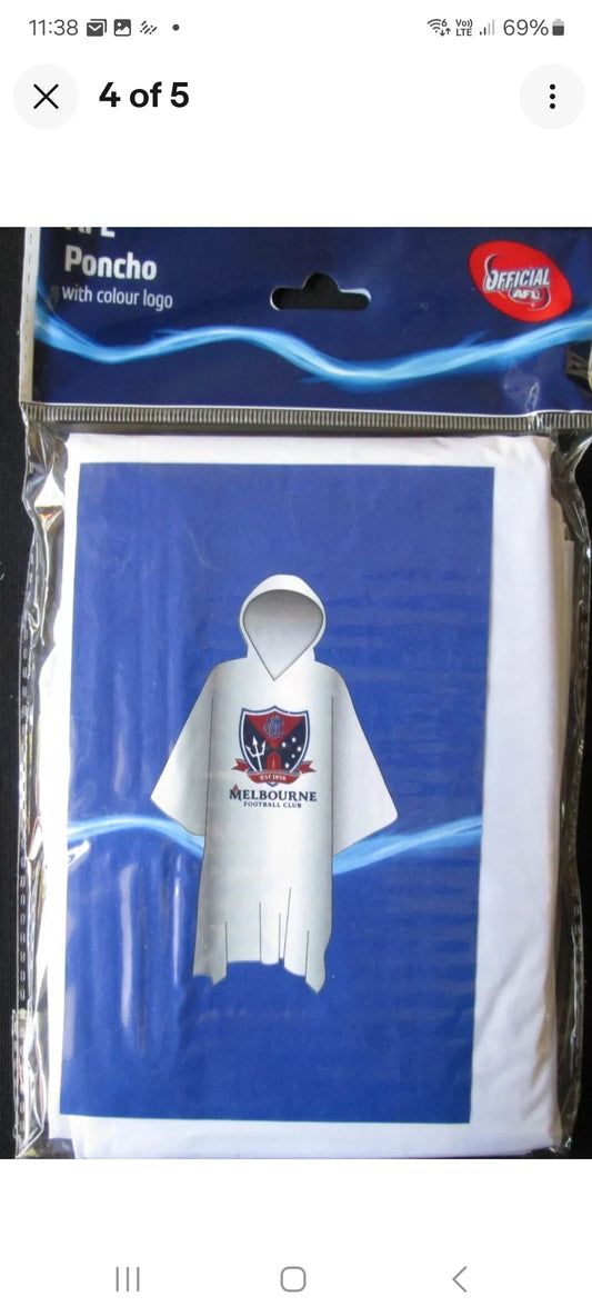SALE SALE SALE                     Melbourne Demons Logo Plastic Poncho Rain Coat & Hood