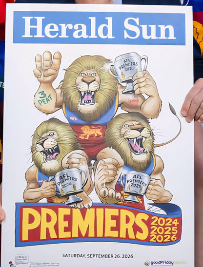 Brisbane Lions 2026 Premiers Poster Block Mount