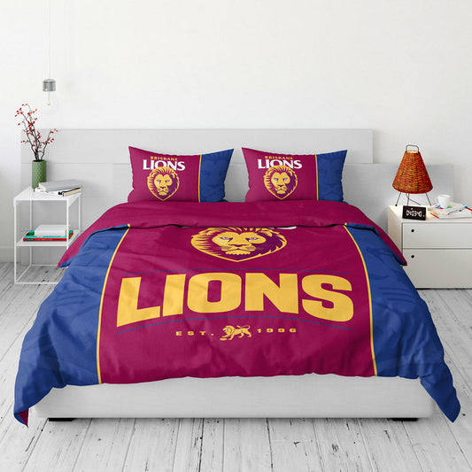 Brisbane Lions Quilt Doona Cover - Queen