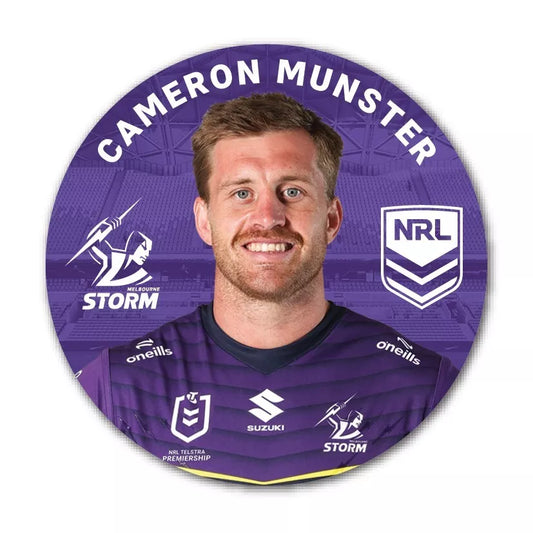 New In Store NRL Melbourne Storm Cameron Munster Player Badge