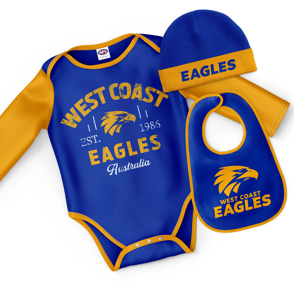 West Coast Eagles 3pc baby set