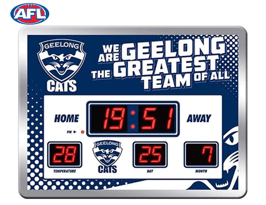 Geelong Cats AFL Glass Scoreboard LED Clock