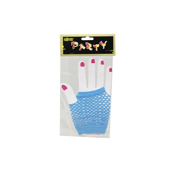 Glove - Sky Blue Short Fingerless (Fishnet)