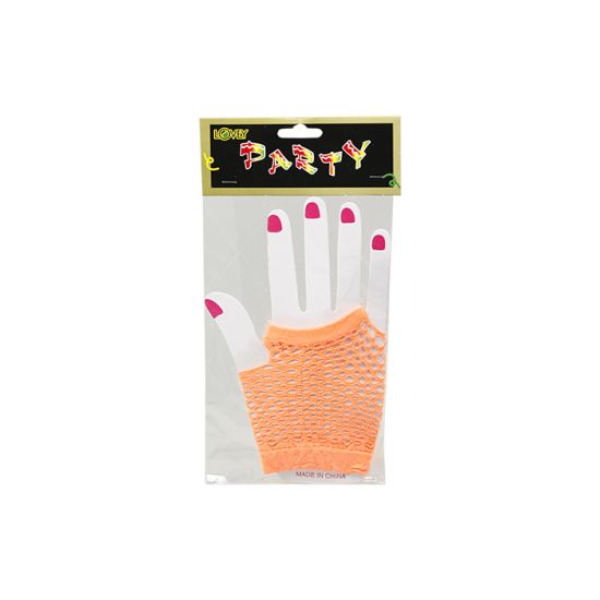 Glove - Orange Short Fingerless (Fishnet)