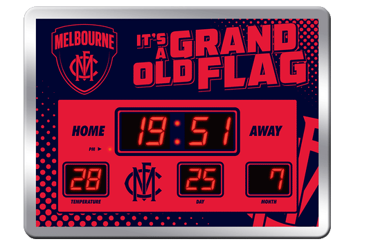 Melbourne Demons AFL Glass Scoreboard LED Clock