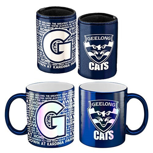 Geelong Cats Metallic Can Cooler and Mug Gift Pack