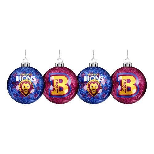 Brisbane Lions AFL Glitter Christmas Baubles