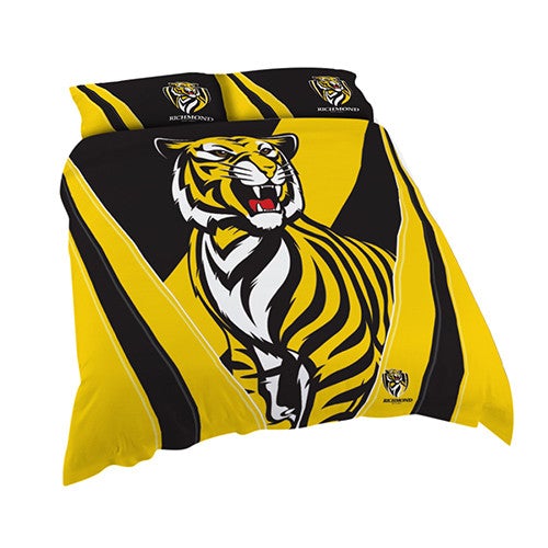 Richmond Tigers AFL Logo Quilt Doona Cover Set - King Size