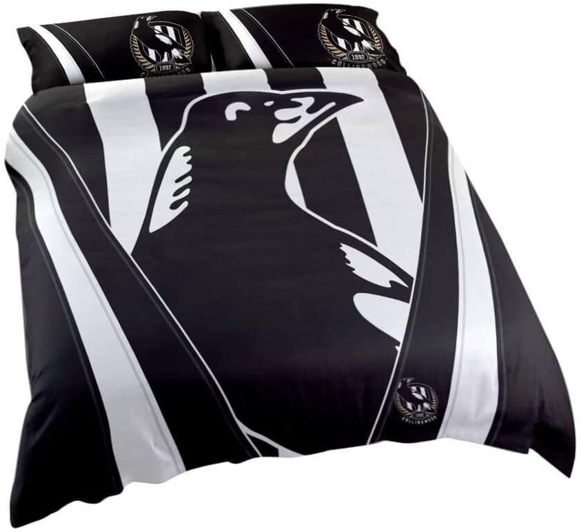 Collingwood Magpies AFL Logo Quilt Doona Cover Set - King Size