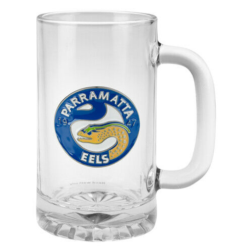 Parramatta Eels Metal Badge Glass Stein