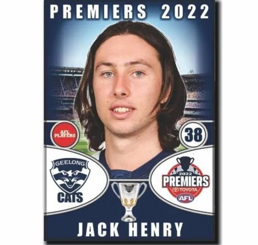 2022 AFL Geelong Premiership Player Badges, Magnet, Coaster - Jack Henry