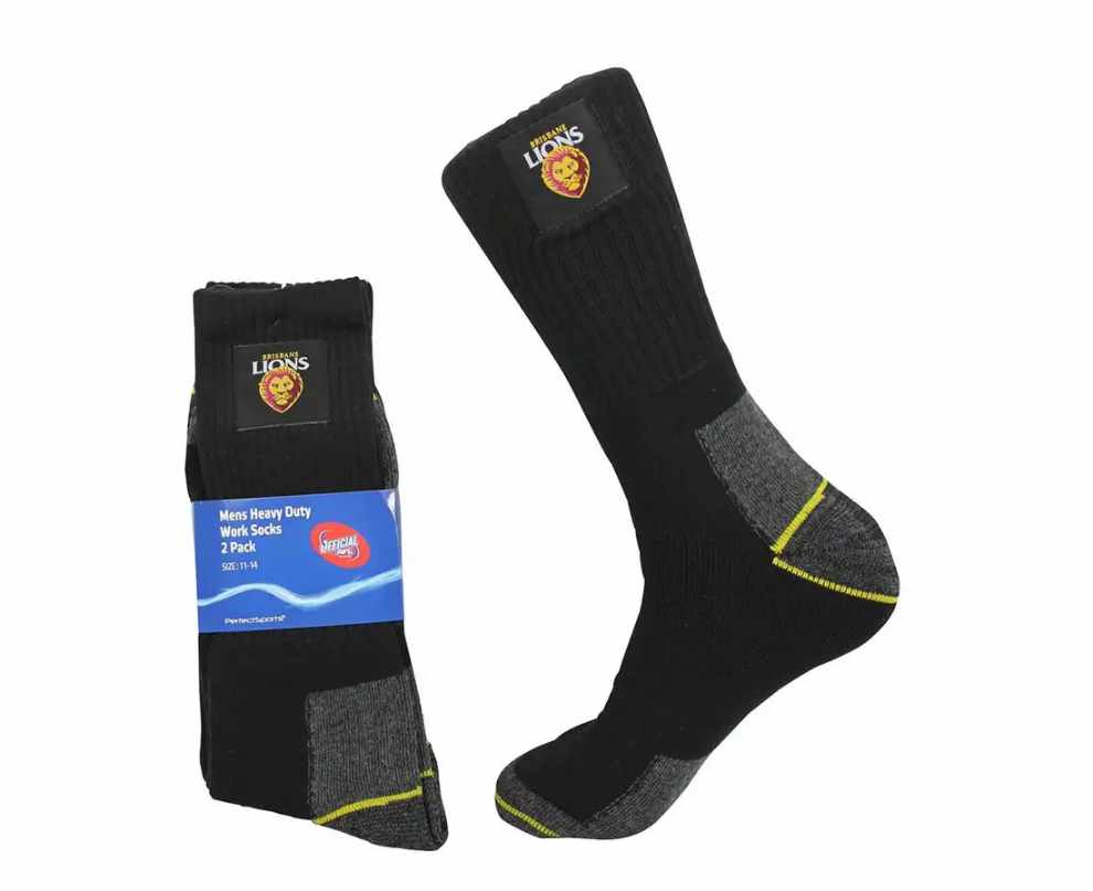 Brisbane Lions Work Socks 2 pc