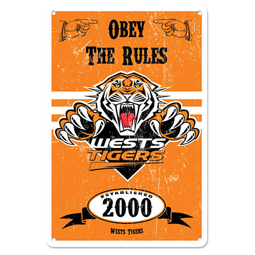 Wests Tigers Metal Tin Sign
Retro NRL